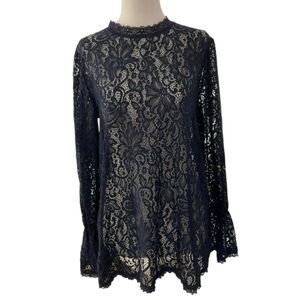 Elegant Black Lace Mockneck Top